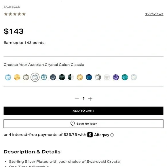 French Kande Swarovski crystal and sterling plated cuff bracelet - Picture 5 of 5